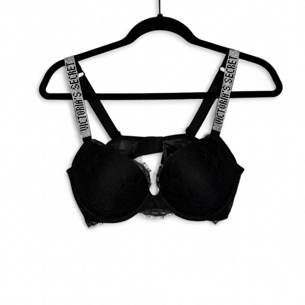 Victoria's Secret Black Push-up Shine Strap Lace Bra - Picture 5 of 6